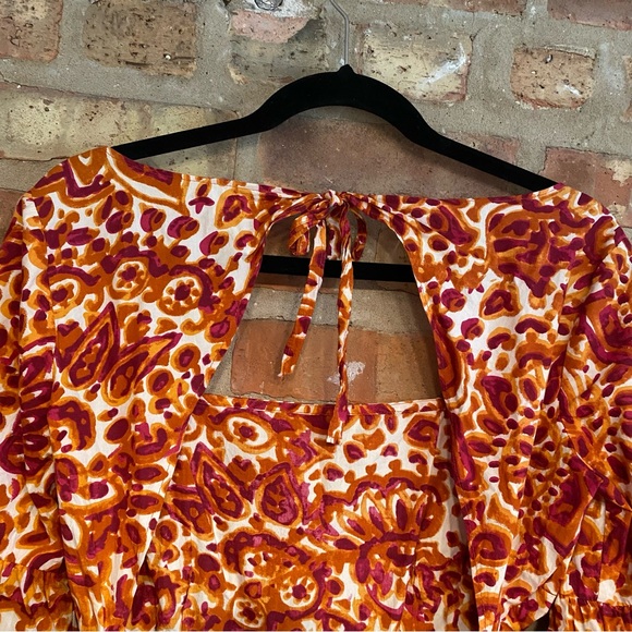 Anthropologie Love the Label floral tie open back shirt top size medium women’s - Picture 14 of 14